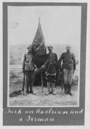 Three soldiers, Turkish, Austrian, and German