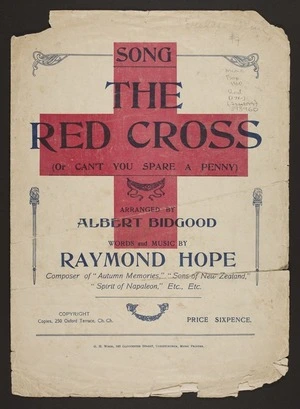 The Red Cross, or, Can't you spare a penny / words and music by Raymond Hope ; arranged by Albert Bidgood.