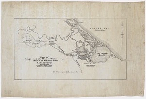 Irvine, J L D'Arcy :Plan of lagoons and old Maori water-ways, mouth of Wairau River, Marlborough [ms map]. [pre-1840]