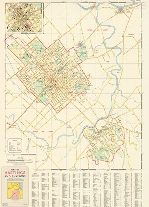 Map of Hastings and environs and including Havelock North.