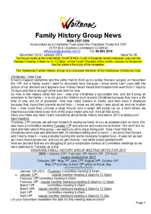Waikanae Family History Group.