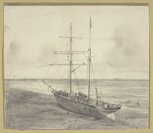 Artist unknown :[The Elibank Castle ashore on the hard. 1874 or 1875?]