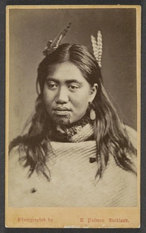 Pulman, E (Auckland) fl 1860s :Portrait of unidentified Maori woman