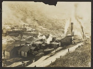 View of Brunner and Tyneside mines, West Coast - Photograph taken by H Yeadon