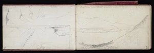 Mantell, Walter Baldock Durrant, 1820-1895 :Port Cooper from the top of Rapaki road. [Bone or tooth implements] Aug 28. [1848] From boat Port Levi