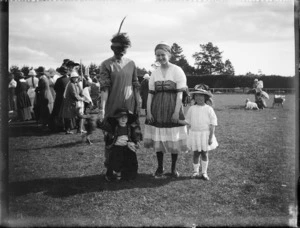 Women and children in fancy dress during the Armistice Day celebrations in Levin