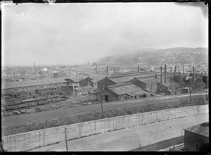 Part 2 of a 2-part panorama of the Hillside Railway Workshops, Dunedin