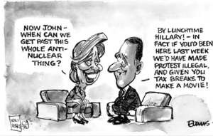 "Now John - When can we get past this whole anti-nuclear thing?" 3 November 2010