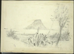 Holmes, Katherine McLean, 1849-1925 :[Mount Maunganui from Tauranga. 1880s]