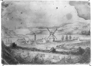 Corbet, E Goring :New Zealand ; Auckland sketched from the top of the Kyber Pass ... - January 1859