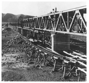 Clarence Bridge under construction, Main Trunk Line, Marlborough