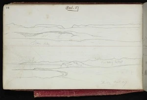 Mantell, Walter Baldock Durrant, 1820-1895 :Grass hills. Bluff. Frid. Oct 27 [1848]