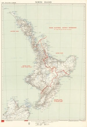 North Island. Māori electoral district boundaries.