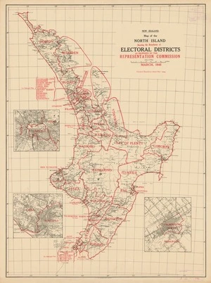 Map of the North Island showing the boundaries of electoral districts as proposed by the Representation Commission March, 1946.