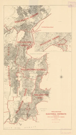 Wellington electoral districts as defined by the North Island Representation Commission, September 1937.