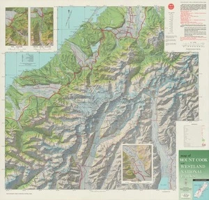 Map of Mount Cook and Westland National Parks.