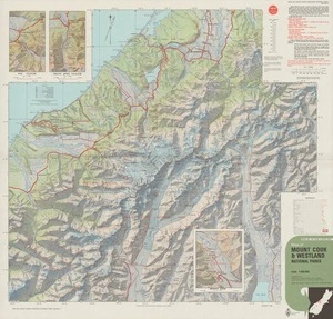 Map of Mount Cook & Westland national parks.