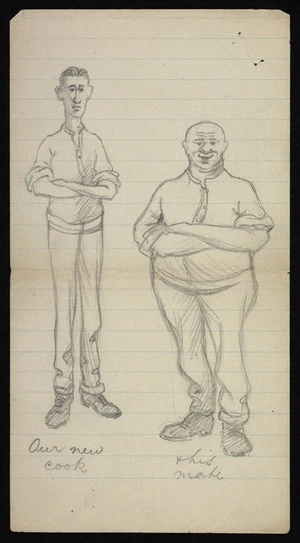 Weatherall, Francis William, 1885-1958 :Our new cook + his mate. [ca 1917]