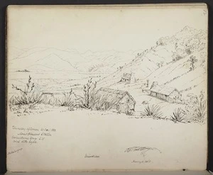 Mantell, Walter Baldock Durrant, 1820-1895 :Thursday afternoon, 30 Dec[embe]r 1852. Mount Pleasant Station, Waianakarua Gorge S.W. Wind ditto a gale. Waianakarua. Harry's tail.