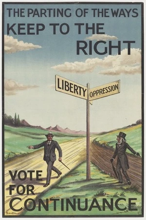 The parting of the ways. Keep to the right. Liberty / Oppression. Vote for Continuance / S Westrup [1928?]