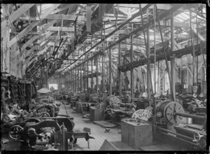 Petone Railway Workshops. Interior view of the turning shop, March 1925.