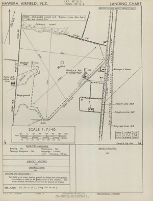 Hawera Airfield, N.Z. / map drawn by Min. of Works N.Z. ; compiled by Lands and Survey, N.Z.
