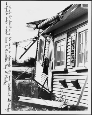 House damaged by the Edgecumbe earthquake - Photograph taken by John Nicholson