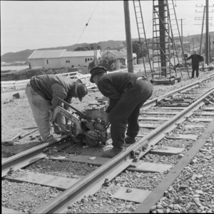 Men working on railway lines, Plimmerton