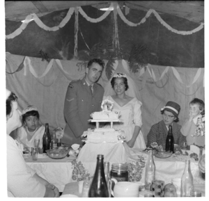Wedding reception, possibly at Hiruharama Marae, East Coast