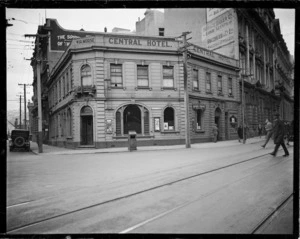 Central Hotel, on the corner of Lambton Quay and Featherston Street, Wellington