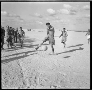 World War II New Zealand soldiers playing rugby, Western Desert
