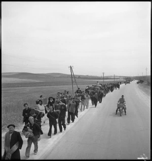 Axis sailors march back to POW cages, Tunisia - Photograph taken by M D Elias