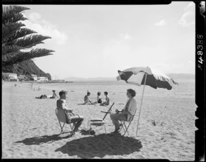 People on the beach at Days Bay, Lower Hutt - Photograph taken by B Clark