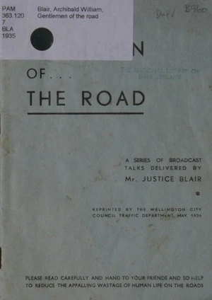 Gentlemen of-- the road : a series of broadcast talks / delivered by Mr. Justice Blair.