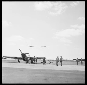Royal Air Force station in Egypt during World War 2, showing Hurricane aircraft