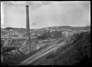 View of the old gas works and Caversham Railway Station, Dunedin