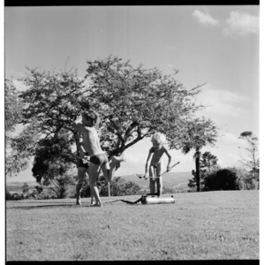 Barry Crump's home, near Waihi, Coromandel. 1971