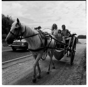 Waihi, Coromandel, and itinerant family on the road. 1971