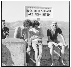 Oriental Bay, holiday time, Wellington, 1971