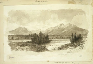 Holmes, Katherine McLean, 1849-1925 :Old sheep wash lagoon, Manapori. 1881.
