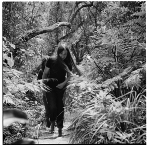 Bush walk from Ship's Cove by members of the summer university congress at Curious Cove, Marlborough Sounds, 1971
