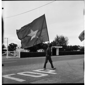 Demonstration at the RNZAF naval base, and American installations at the base, Woodbourne, 1971