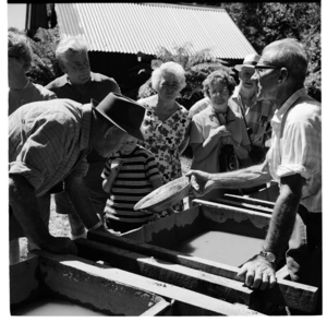 Shantytown near Greymouth, gold panning, 1971.