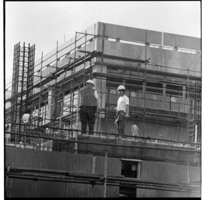 Construction in Christchurch (possibly the Christchurch Town Hall); Cathedral Square, Christchurch; and, A & P Show, Trentham, 1971.