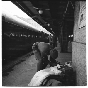 Wellington Railway Station, Platform 9, night departure for Auckland, 1971.