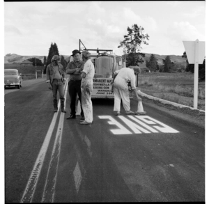 Road construction, Taranaki, 1971.