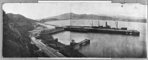 Miramar Wharf, Wellington, and surrounding area, includes the ship Kittawa