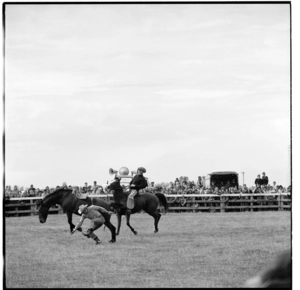 Flying fox across a river, and, rodeo at Palmerston North, 1971.
