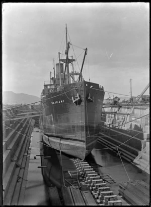S S Waipahi in dry dock at Port Chalmers.