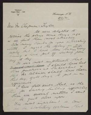 Letter to James Walter Chapman-Taylor